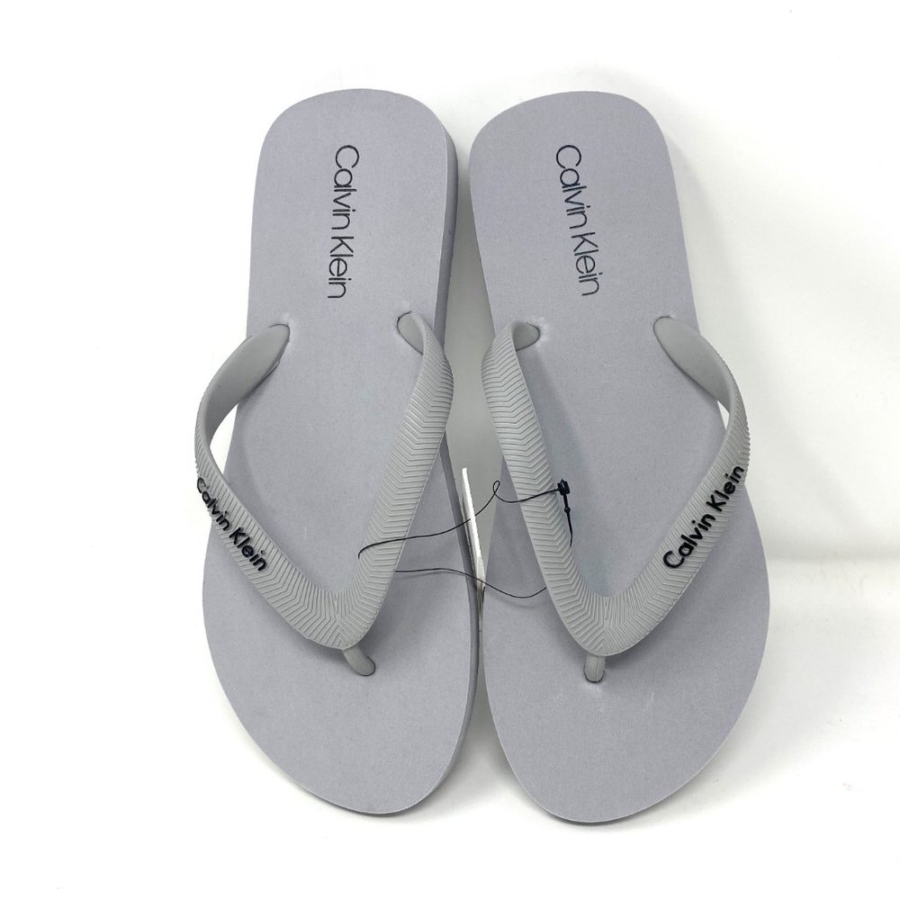 đź’–MEGA SALEđź’–Calvin Klein Men's CMHALLEY-Z Smooth Halley Flip Flop Sandal Gray - Picture 3 of 8